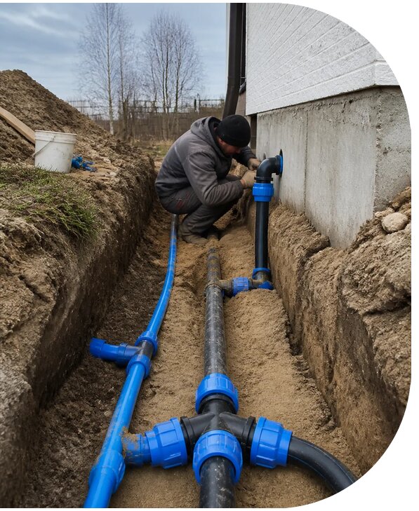 Монтаж наружного водопровода на участке под ключ в Глазове
